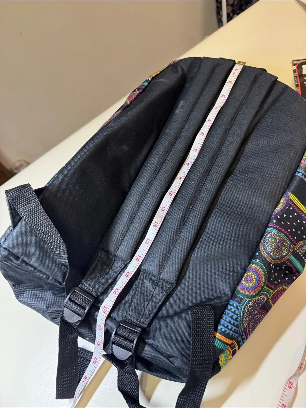 Multicolor Patterned Backpack Set - Black Base